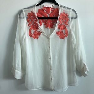 Lila Page | Embroidered chiffon blouse | Sheer | M
